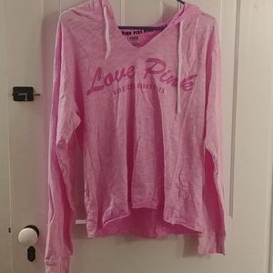 Pink VS long sleeve hooded shirt